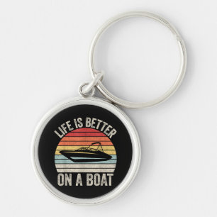 Vintage leven is beter op een boot kapitein varen sleutelhanger