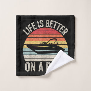 Vintage leven is beter op een boot kapitein varen washandje