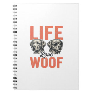 Vintage Leven Liefde Woef Hond Grafisch Ontwerp_1 Notitieboek
