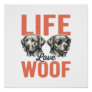 Vintage Leven Liefde Woof Hond Grafisch Ontwerp_1 Perfect Poster