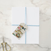 Vintage levendig Oost-Indisch zeeleven wandkunst Cadeaulabel (Met Touw)