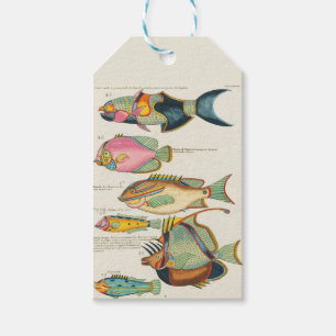 Vintage levendig Oost-Indisch zeeleven wandkunst Cadeaulabel