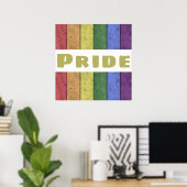 Vintage LGBT-vlag in het zwart met tekst Pride Poster (Thuiskantoor)