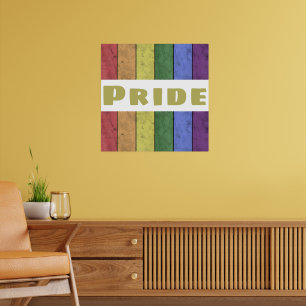 Vintage LGBT-vlag in het zwart met tekst Pride Poster