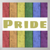 Vintage LGBT-vlag in het zwart met tekst Pride Poster (Voorkant)