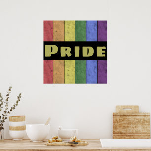 Vintage LGBT-vlag in het zwart met text Pride Poster
