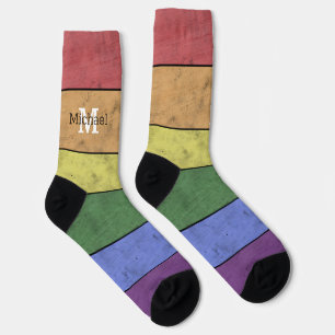 Vintage LGBT-vlag trots gedesdistressed zwart Mono Sokken