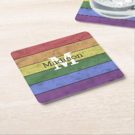 Vintage LGBT-vlag trots gedesdistresseerde regenbo Kartonnen Onderzetters