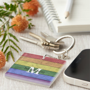 Vintage LGBT-vlag trots gedesdistresseerde regenbo Sleutelhanger