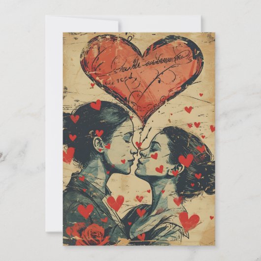 Vintage LGBTQ Valentijnsdag Feestdagenkaart (Voorkant)