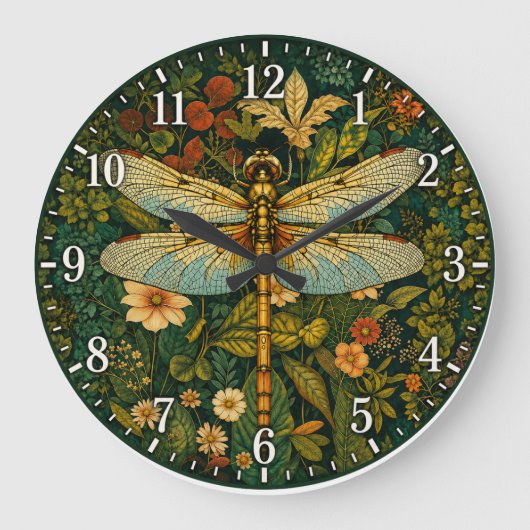Vintage Libelle Botanisch Grote Klok (Voorkant)