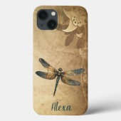 Vintage Libelle met Aangepaste Naam/Monogram Case-Mate iPhone Case (Achterkant)