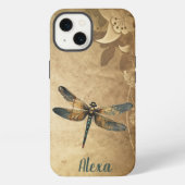 Vintage Libelle met Aangepaste Naam/Monogram iPhone Hoesje (Achterkant)