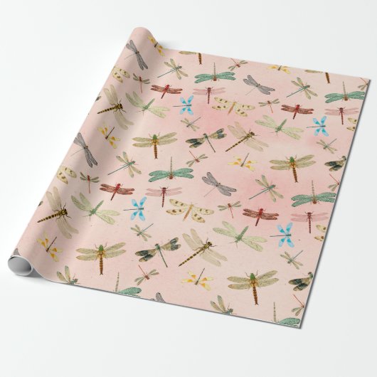 Vintage Libellen Serie Design 3 Cadeaupapier (Uitgerold)