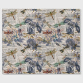 Vintage Libellen Serie Design 5 Cadeaupapier (Vlak)