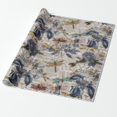 Vintage Libellen Serie Design 5 Cadeaupapier (Uitgerold)