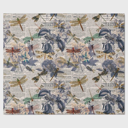 Vintage Libellen Serie Design 5 Cadeaupapier (Zoom)