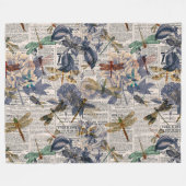 Vintage Libellen Serie Design 5 Fleece Deken (Voorkant (Horizontaal))