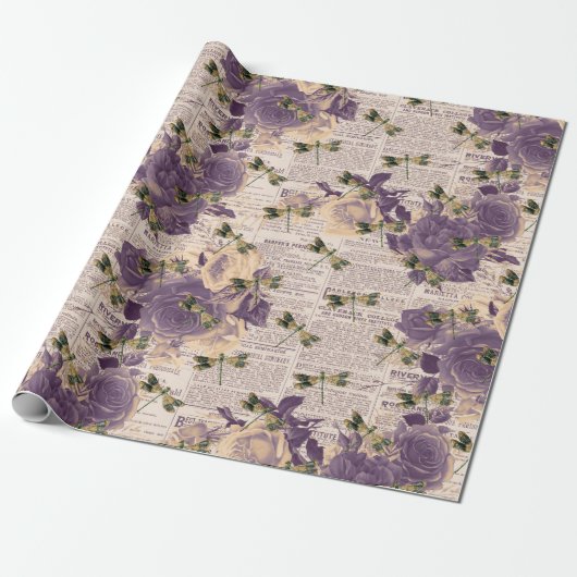 Vintage Libellen Serie Design 6 Cadeaupapier (Uitgerold)