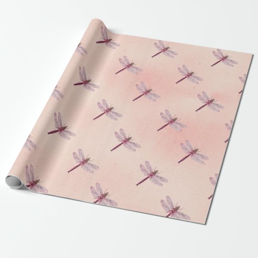 Vintage Libellen Serie Ontwerp 2 Cadeaupapier (Uitgerold)