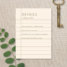 Vintage Library Checkout Neutral Wedding Details Informatiekaartje