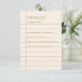 Vintage Library Checkout Neutral Wedding Details Informatiekaartje (Staand voorkant)
