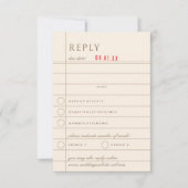 Vintage Library Checkout Neutral Wedding Reply RSVP Kaartje (Voorkant)