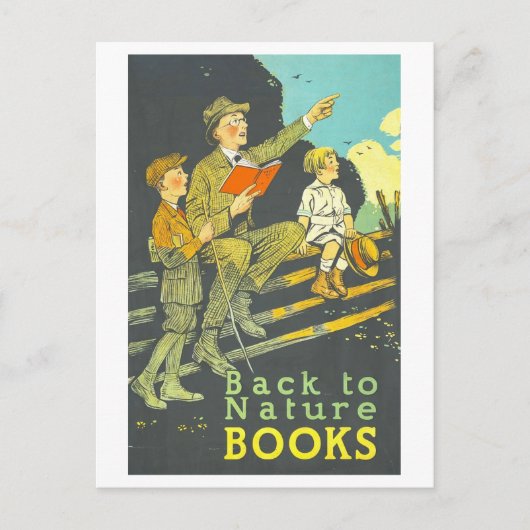 Vintage Library Reading "Back to Nature" Poster Briefkaart (Voorkant)