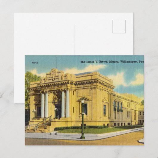 Vintage, Library, Williamsport, Pennsylvania Briefkaart (Voorkant / Achterkant)