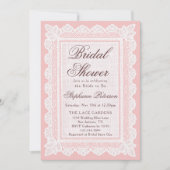 Vintage Licht Roze Witte Kant Bruidsdouche Kaart (Voorkant)