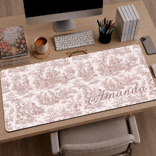 Vintage lichtbruine Franse landelijke scène toile Bureaumat