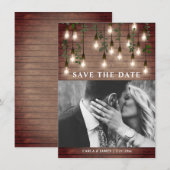 Vintage Lichten Botanische Rustige Hout Weddenscha Save The Date (Voorkant / Achterkant)