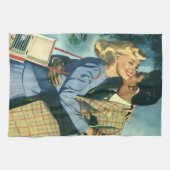 Vintage Liefde en Romantiek, Kerst Dans Theedoek (Horizontaal)