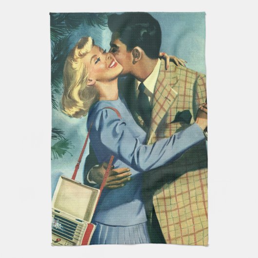Vintage Liefde en Romantiek, Kerst Dans Theedoek (Verticaal)