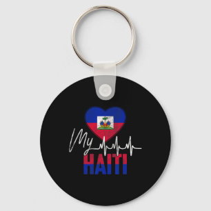 Vintage Liefde Haïti Beat Hart Vlag Dag Haïtiaanse Sleutelhanger