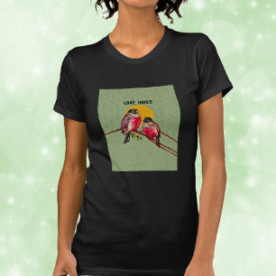 Vintage Liefdes Vogels Zon T-shirt