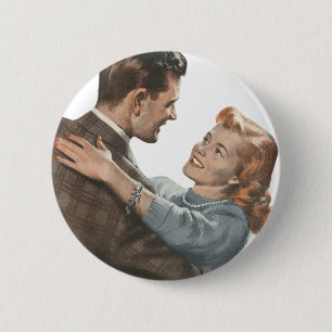 Vintage liefdesromantiek Nieuwgetrouwden Zullen we Ronde Button 5,7 Cm