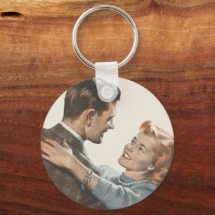 Vintage Liefdesromantiek Nieuwgetrouwden Zullen We Sleutelhanger