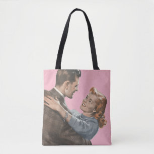 Vintage liefdesromantiek Nieuwgetrouwden Zullen we Tote Bag