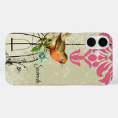 Vintage Liefdesvogel Damast Vogelkooi Case-Mate iPhone Case (Achterkant (horizontaal))