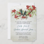 Vintage Liefdesvogels Boho Trouwkaarten Kaart (Voorkant)