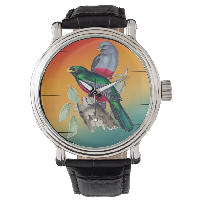 Vintage liefdesvogels  horloge (Voorkant)