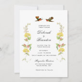 Vintage Liefdesvogels Trouw Uitnodiging (Voorkant)