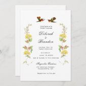 Vintage Liefdesvogels Trouw Uitnodiging (Voorkant / Achterkant)