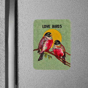 Vintage Liefdesvogels Zon Magneet