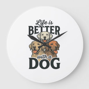 Vintage Life Is Better Met Een Hond Vector Design_ Grote Klok