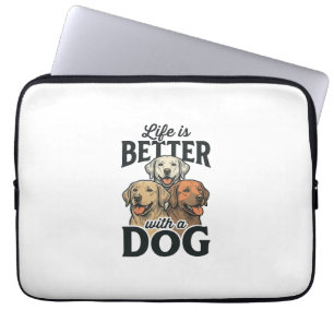 Vintage Life Is Better Met Een Hond Vector Design_ Laptop Sleeve