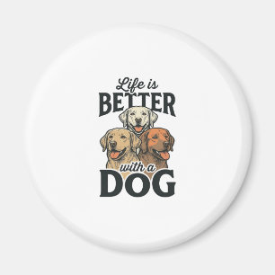 Vintage Life Is Better Met Een Hond Vector Design_ Magneet