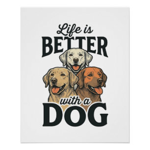 Vintage Life Is Better Met Een Hond Vector Design_ Perfect Poster