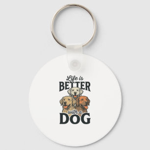 Vintage Life Is Better Met Een Hond Vector Design_ Sleutelhanger